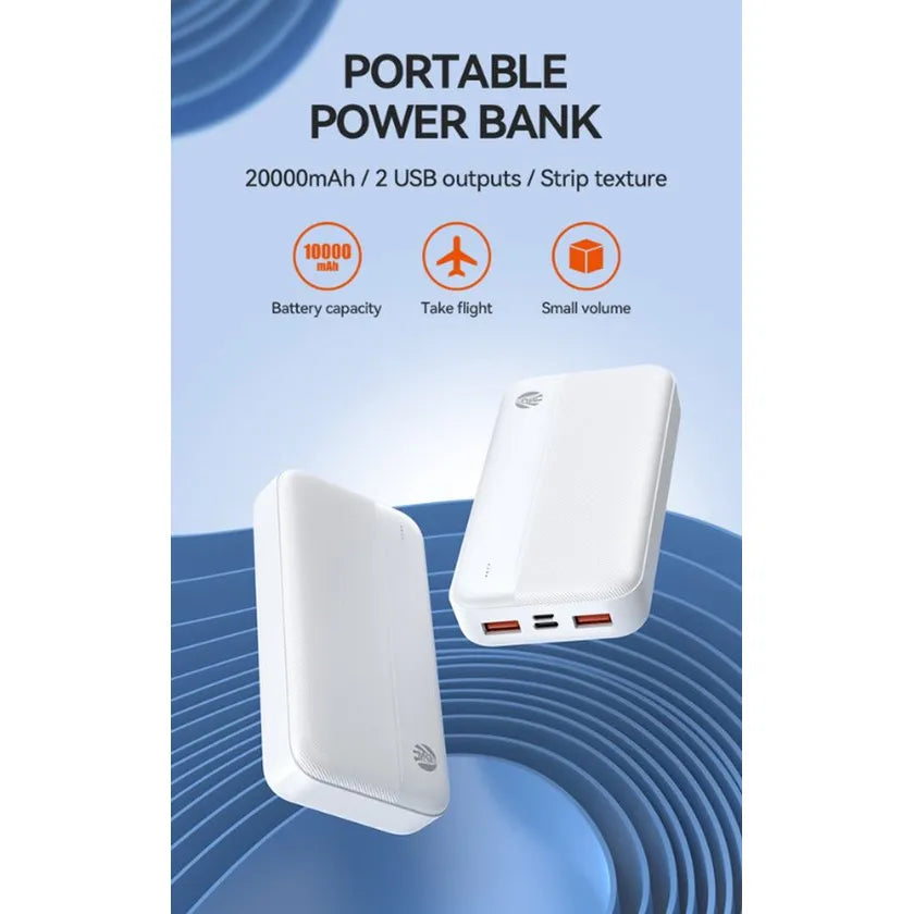 Powerbank 10000 mAh – Draagbare Externe Batterij – 2 USB Poorten – Wit-Ilumina Benelux