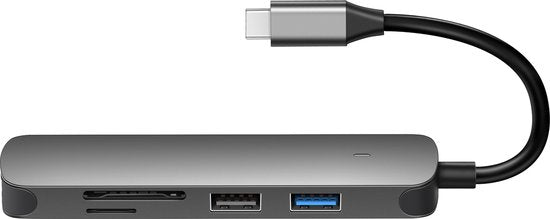 USB-C Hub Adapter – 5-in-1 – HDMI 4K – 2x USB 3.0 – USB-C PD Opladen & SD Kaartlezer – Grijs-Ilumina Benelux