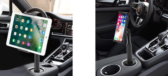 Tablet en Smartphonehouder Auto – Verstelbare Bekerhouder Telefoonhouder – 360° Draaibare iPad Houder – Geschikt voor iPad, Samsung Galaxy, iPhone – Voor Auto & Vrachtwagen