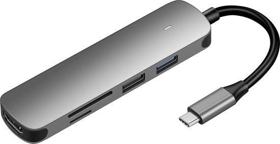 USB-C Hub Adapter – 5-in-1 – HDMI 4K – 2x USB 3.0 – USB-C PD Opladen & SD Kaartlezer – Grijs-Ilumina Benelux