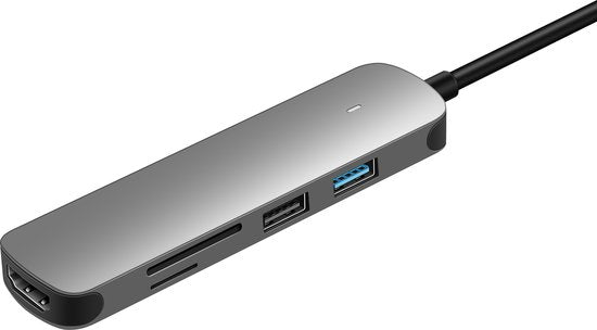 USB-C Hub Adapter – 5-in-1 – HDMI 4K – 2x USB 3.0 – USB-C PD Opladen & SD Kaartlezer – Grijs-Ilumina Benelux