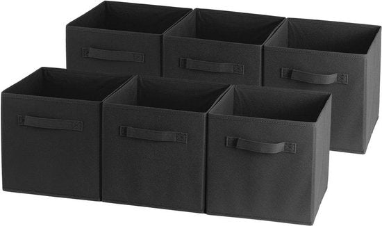 Opbergmanden kast – Set van 6 opbergboxen – Voor speelgoed & kleding – Vakkenkast manden – Zwart-Opbergmanden-Ilumina Benelux