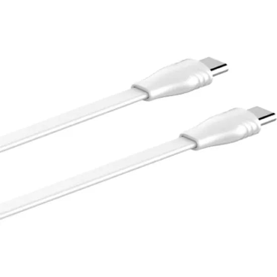 LDNIO LC132C USB-C naar USB-C Kabel – 2 Meter – 65W Fast Charge Flat Datakabel – Wit-Ilumina Benelux