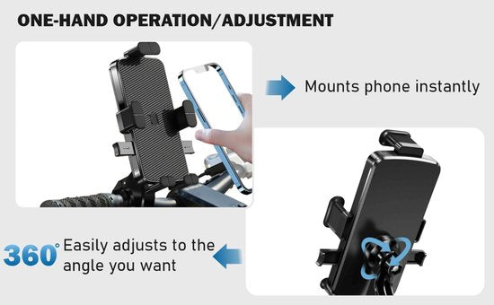 Telefoonhouder fiets – Universeel voor motor – 360° draaibaar – Anti-shock & vibratie – Zwart-Ilumina Benelux