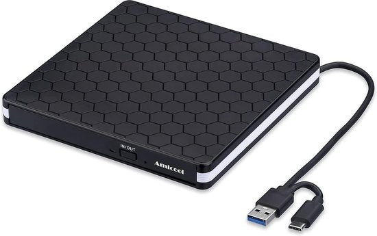 Externe DVD Speler & Brander – USB 3.0 & USB-C – CD/DVD Drive voor Laptop & MacBook – Plug & Play – Draagbaar-Optische drive-Ilumina Benelux