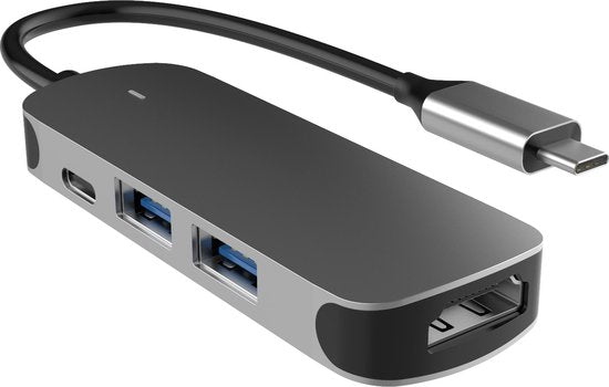 USB-C Dockingstation – 4-in-1 Type-C Hub – 4K HDMI – 2x USB 3.0 + USB-C PD – Geschikt voor MacBook/Laptop/Chromebook – Grijs-Ilumina Benelux
