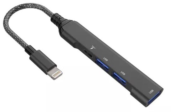 Lightning Hub Adapter – Geschikt voor iPhone/iPad – 3x USB 3.0 – Lightning Opladen – Zilver-Ilumina Benelux