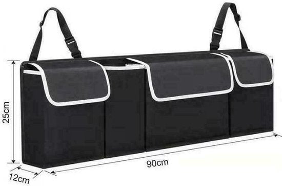 Auto kofferbak organizer – Achterbank opbergdoos tas – Universeel voor auto & caravan – 35.43x9.8x4.7 inch – Zwart-Opberger-Ilumina Benelux