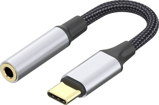 USB-C naar 3.5mm Jack Adapter – Audio Jack Kabel – HiFi Geluid – Plug & Play – Zwart-USB-Kabels-Ilumina Benelux