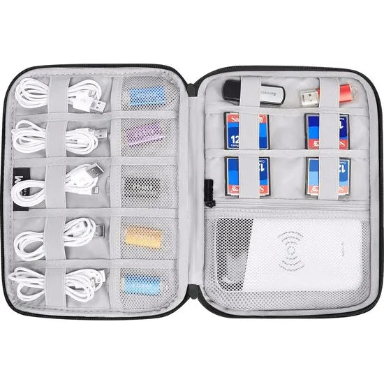 Elektronische Organizer Tas – Kabel Organizer – Accessoiretas voor Tablet, Opladers, Powerbank, Externe Harde Schijf, USB-Kabels & Geheugenkaarten – Grijs-Ilumina Benelux
