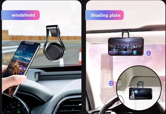Telefoonhouder auto – Magnetisch Dashboard & Voorruit – 360° draaibaar – Sterke kleeflaag – Geschikt voor iPhone/Samsung/Huawei – Zwart-Ilumina Benelux
