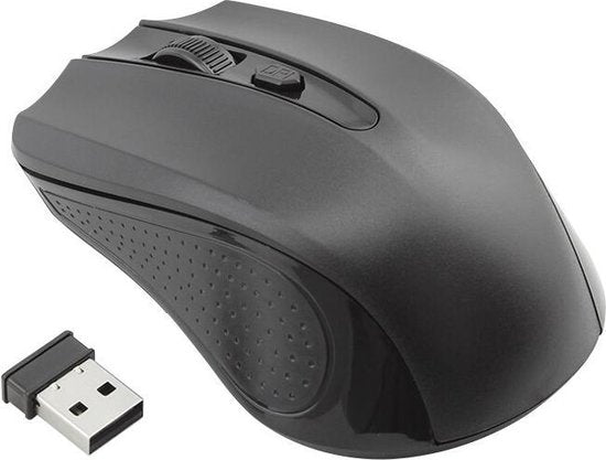 Draadloze muis – 2.4GHz USB ontvanger – 800-1200 DPI – 10 meter bereik – Compact & lichtgewicht – Zwart