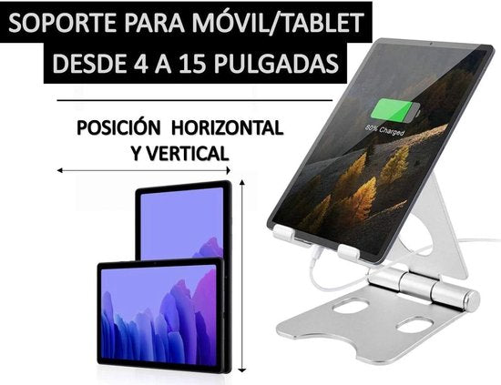 Bureau houder Tablet & Telefoon Vouwbaar Standaard - Tafel Telefoon Steun Universeel - Zilver