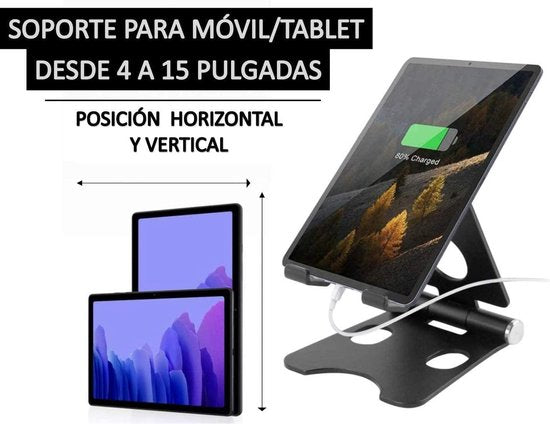 Verstelbare Telefoon & Tablet Bureauhouder – 4 t/m 10 inch – Aluminium – Inklapbaar – Antislip – Universele Opvouwbare Standaard – Geschikt voor iPad, Samsung, iPhone – Zwart