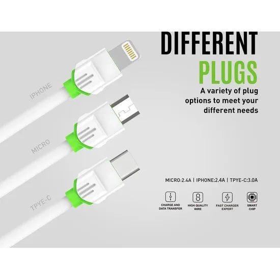 LDNIO LS35 USB-A naar Lightning Kabel – 2 Meter – Fast Charging Oplaadkabel – Wit-Ilumina Benelux