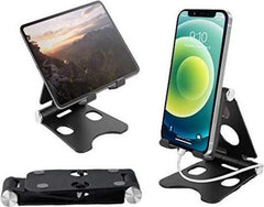 Verstelbare Telefoon & Tablet Bureauhouder – 4 t/m 10 inch – Aluminium – Inklapbaar – Antislip – Universele Opvouwbare Standaard – Geschikt voor iPad, Samsung, iPhone – Zwart