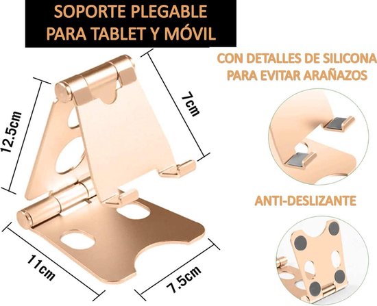 Bureau houder Tablet & Telefoon Vouwbaar Standaard - Tafel Telefoon Steun Universeel - Goud