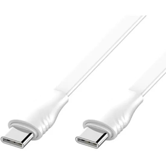 LDNIO LC132C USB-C naar USB-C Kabel – 2 Meter – 65W Fast Charge Flat Datakabel – Wit-Ilumina Benelux