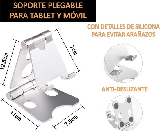 Tablethouder bureau – Vouwbare standaard voor tablet & telefoon – Universeel – Antislip – Zilver-Ilumina Benelux
