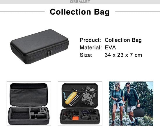 Action camera accessoires set – Mount, selfie stick & case – Luxe opbergkoffer – Geschikt voor GoPro Hero 10/9/8/7/6/5/4, Xiaomi, Sjcam, Eken-Videocamerastarterkit-Ilumina Benelux