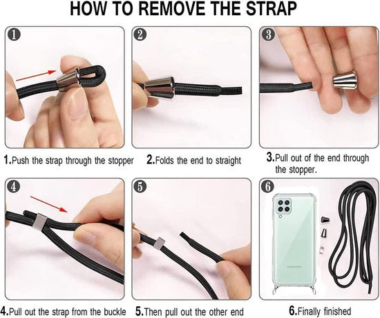 Samsung Galaxy A22 4G Hoesjes – Transparante Backcover met Koord – Anti Kras – Schokbestendig – Helder Transparant