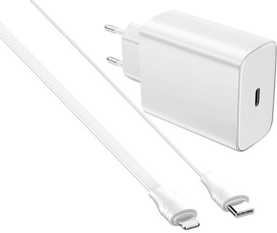 Oplader – Geschikt voor iPhone 11/12/13/14/XR/XS – 45W USB-C Snellader + Lightning Kabel 2m – Snelladen-Oplader-Ilumina Benelux