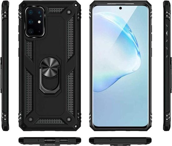 Backcover Geschikt voor: Samsung Galaxy A51 hoesje Schokbestendige ring armor met 2X Screenprotector - zilver