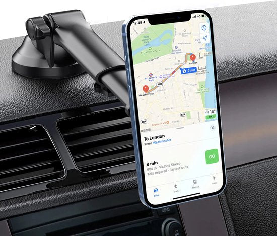 Telefoonhouder auto – Magnetisch voorruit & dashboard – 360° draaibaar – MagSafe compatibel – Ultra strong grip – Zwart-Ilumina Benelux