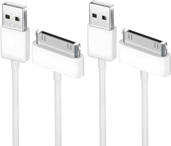 30-Pin Oplaadkabel – Geschikt voor iPhone 4/4S/3G/3GS, iPad 1/2/3, iPod Touch/Nano – USB-A – 1 Meter – 2-Pack-USB-Kabels-Ilumina Benelux