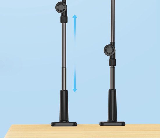 Tablethouder bureau – Universele zwanenhals lazy arm – 360° draaibaar – Klem voor tafel/bed – Aluminium Zilver