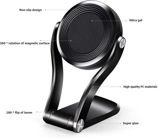 Telefoonhouder auto – Magnetisch Dashboard & Voorruit – 360° draaibaar – Sterke kleeflaag – Geschikt voor iPhone/Samsung/Huawei – Zwart-Ilumina Benelux