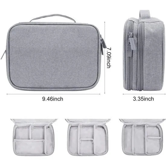 Elektronische Organizer Tas – Kabel Organizer – Accessoiretas voor Tablet, Opladers, Powerbank, Externe Harde Schijf, USB-Kabels & Geheugenkaarten – Grijs-Ilumina Benelux