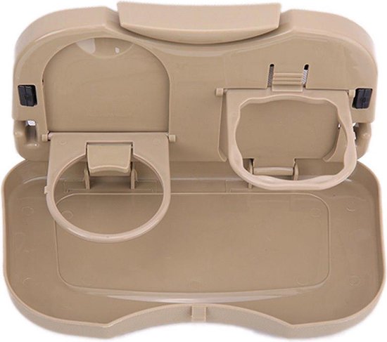 Auto Tafel Achter Hoofdsteun Stoel Seat Drink Voedsel Cup Lade Stand Bureau Eettafel achterbank - Beige