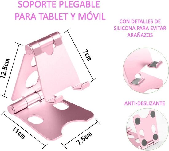 Tablethouder bureau – Vouwbare standaard – Universele tablet & telefoon steun – Antislip – Roze