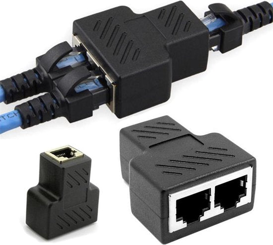 Ethernet Splitter Adapter RJ45 – 2 Poorten – Netwerkkabel Verdeler – UTP/FTP/ISDN – Zwart-Ilumina Benelux