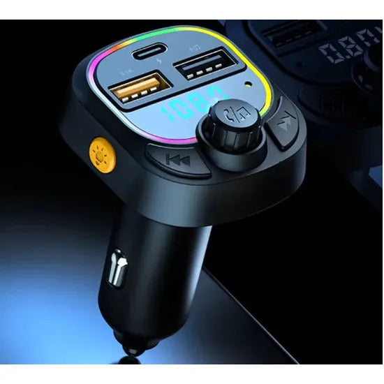 Bluetooth FM Transmitter Auto - Handsfree Bellen - Bluetooth 5.0 - USB-C & 2x USB-A Snelladen - RGB Verlichting - Geschikt voor iPhone & Android-Ilumina Benelux