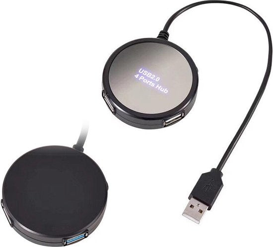 USB Hub 4 Poorten – USB 2.0 Adapter Splitter – Compacte USB Verdeler – Plug & Play – Zwart-Ilumina Benelux