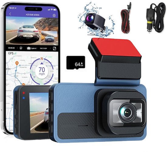 Dashcam auto – 4K Dual Voor & Achter – 64GB – GPS WiFi ADAS Nachtzicht Parkeerbewaking – 170° Groothoek – 3” Display – Zwart-Ilumina Benelux