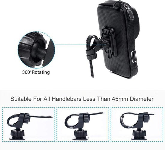 Telefoonhouder fiets – Waterdichte stuurtas – 4.7-6.7 inch – Geschikt voor iPhone 16/15/14 & Samsung – Zwart-Ilumina Benelux