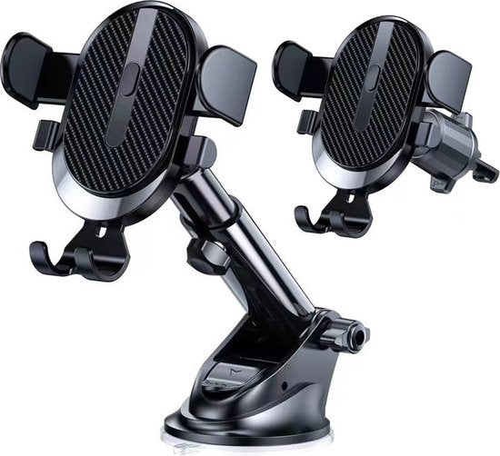 Telefoonhouder auto – Voorruit/Dashboard/Ventilatierooster – Universeel t/m 7 inch – 360° draaibaar – Sterke zuignap & clip – Zwart-Ilumina Benelux