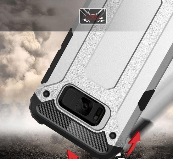 Schokbestendig Heavy Duty Armor Hoesje Geschikt voor: Samsung Galaxy S8 Plus Back Cover - Zwart
