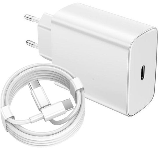USB-C Oplader – 45W Snellader + USB-C Kabel 1,5M – Geschikt voor iPhone 15/16 & Samsung Galaxy S25/S24 – Wit