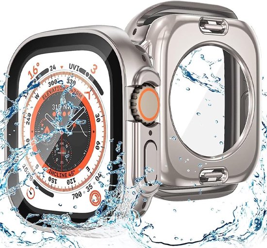 Bumper Case Geschikt voor Apple Watch Series 7 / 8 / 9 - 41mm - Full Cover Hard Case / Beschermend Hoesje Met Screenprotector - Goud