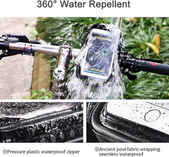 Telefoonhouder fiets – Waterdichte stuurtas – 4.7-6.7 inch – Geschikt voor iPhone 16/15/14 & Samsung – Zwart-Ilumina Benelux