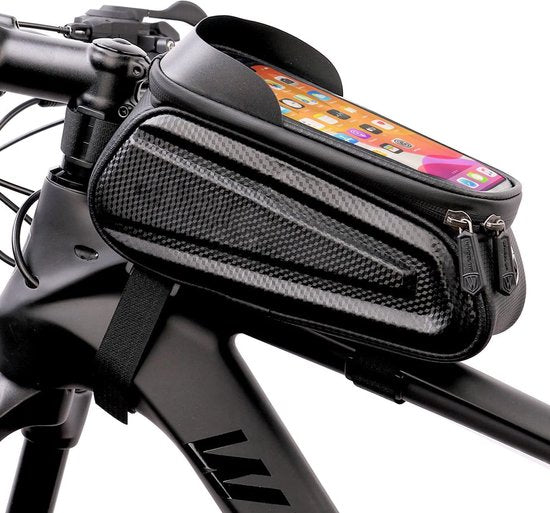 Telefoonhouder fiets – Frametas EVA Hard Shell – TPU Touchscreen 7.0 inch – Zonneklep & Oortelefoon Gat – Zwart-Ilumina Benelux
