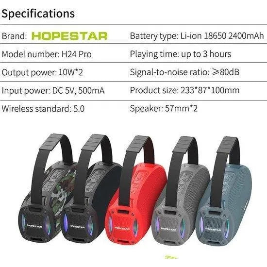 Hopestar H24 Pro Draadloze Bluetooth Speaker – Waterbestendige Portable Speaker – Rood-Ilumina Benelux