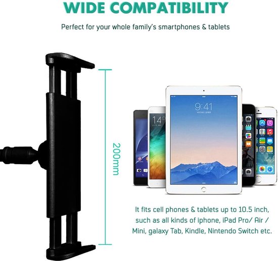 Universele Tablet / Smartphone Houder 360° draaibaar flexibele lange armbeugel voor bevestiging aan tafels en Bureau/Werkplaats/Keuken/slaapkamer/Kast