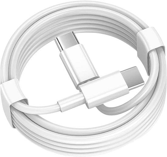 USB-C Oplaadkabel – Geschikt voor iPhone 15/16 & Samsung – USB-C naar USB-C – 1,5 Meter – Wit-USB-Kabels-Ilumina Benelux