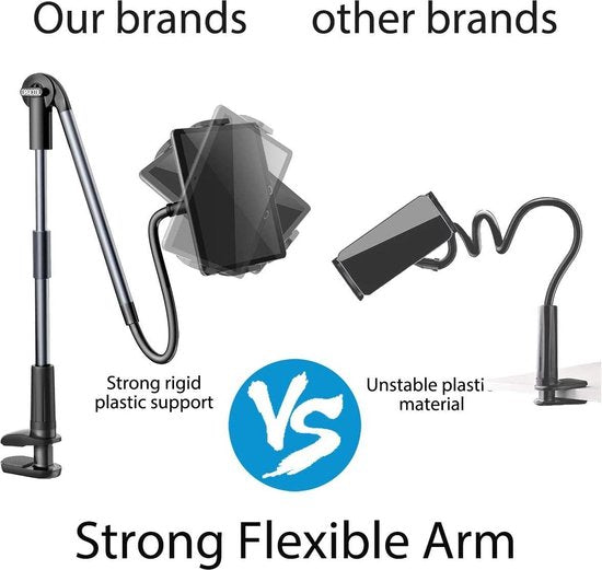 Tablethouder Lange Arm Zwanenhals - Tabletstandaard voor Nachtkastje, Bureau, Tafel, Bed - Lazy Houder 360° Flexibele Standaard - statief - Geschikt voor: iPad Mini Pro Air, Tablets en Andere 4.7-10.5 Inch