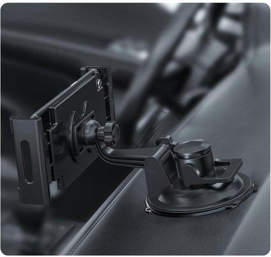 Universele Tablethouder - Dashboard / Raam Auto Houder Geschikt voor: Tablet en iPad - Autohouder met Klem - Tablethouder Autoruit - Tablet & Smartphone Houder Voorruit - Stevige Zuignap - 360° Verstelbaar